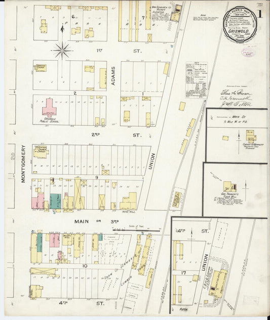 Sanborn Fire Insurance Map from Griswold, Cass County, Iowa (1894), Sheet #0001 - Historic Sanborn Fire Insurance Map Print, vintage old map wall art