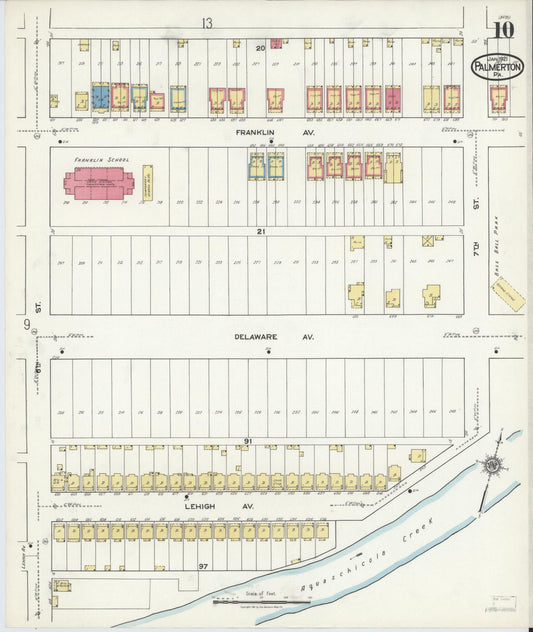 Sanborn Fire Insurance Map from Palmerton, Carbon County, Pennsylvania (1921), Sheet #0010 - Historic Sanborn Fire Insurance Map Print, vintage old map wall art, antique decor, genealogy gift, Pennsylvania Pennsylvania map