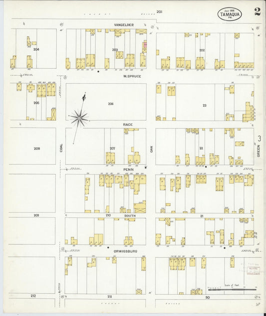 Sanborn Fire Insurance Map from Tamaqua, Schuylkill County, Pennsylvania (1908), Sheet #0002 - Historic Sanborn Fire Insurance Map Print, vintage old map wall art, antique decor, genealogy gift, Pennsylvania Pennsylvania map