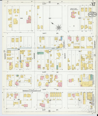 Sanborn Fire Insurance Map from Ironton, Lawrence County, Ohio (1904), Sheet #0017 - Historic Sanborn Fire Insurance Map Print, vintage old map wall art, antique decor, genealogy gift, Ohio Ohio map