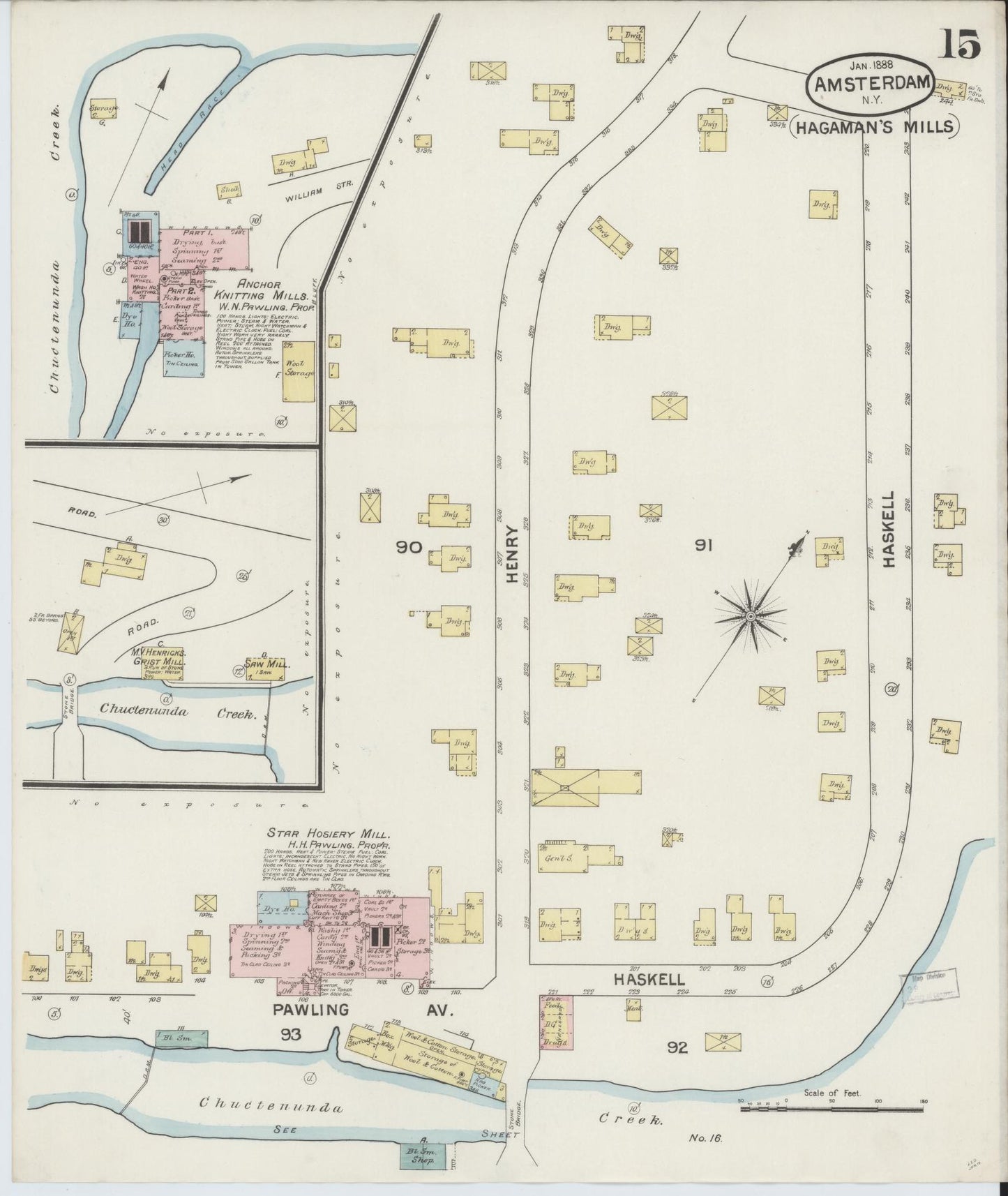 Sanborn Fire Insurance Map from Amsterdam, Montgomery County, New York (1888), Sheet #0015 - Complete Map Set gallery image, historic Sanborn map, vintage wall art, New York New York