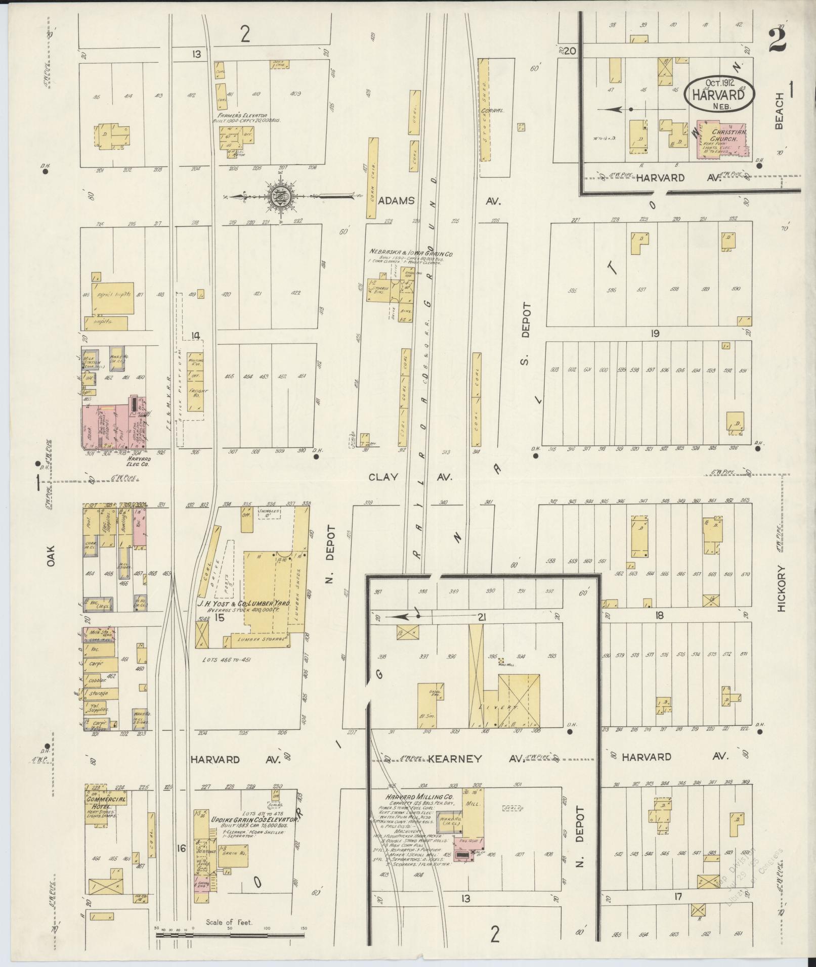Sanborn Fire Insurance Map from Harvard, Clay County, Nebraska (1912), Sheet #0002 - Complete Map Set gallery image, historic Sanborn map, vintage wall art, Nebraska Nebraska