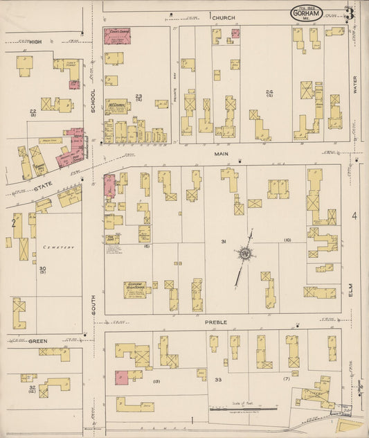 Sanborn Fire Insurance Map from Gorham, Cumberland County, Maine (1922), Sheet #0003 - Historic Sanborn Fire Insurance Map Print, vintage old map wall art, antique decor, genealogy gift, Maine Maine map