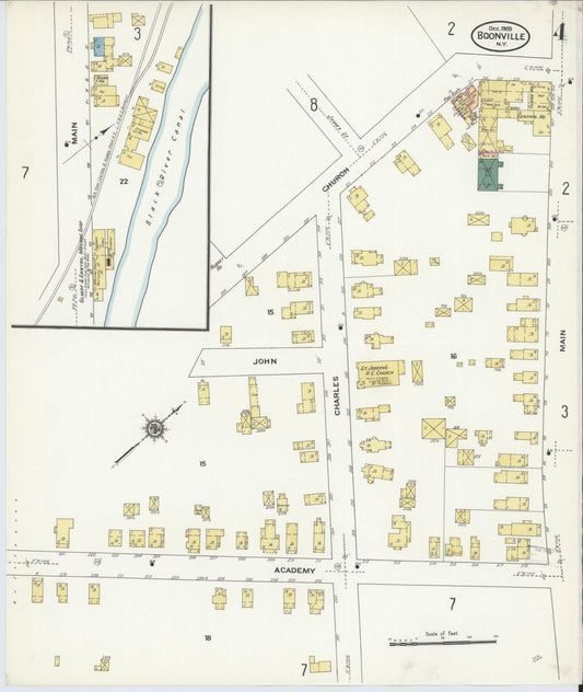 Sanborn Fire Insurance Map from Boonville, Oneida County, New York (1909), Sheet #0004 - Historic Sanborn Fire Insurance Map Print, vintage old map wall art, antique decor, genealogy gift, New York New York map