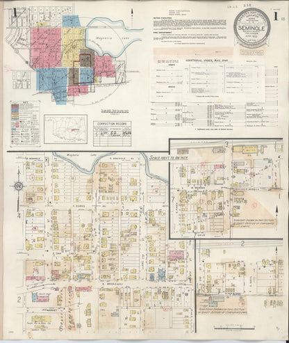 Sanborn Fire Insurance Map from Seminole, Seminole County, Oklahoma (1949), Sheet #0001 - Complete Map Set gallery image, historic Sanborn map, vintage wall art, Oklahoma Oklahoma