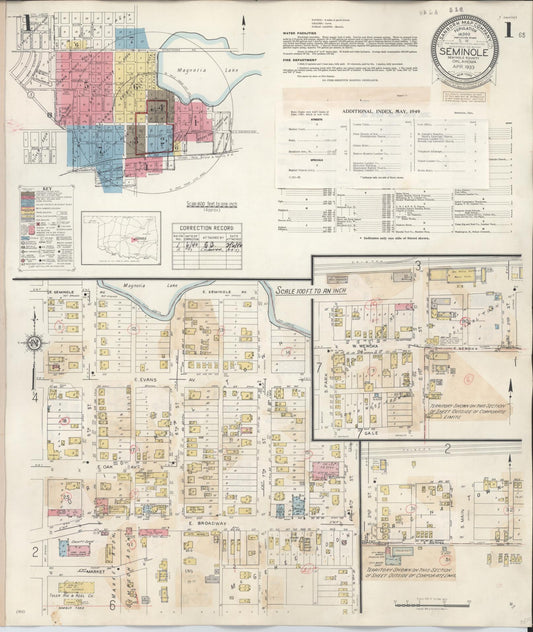 Sanborn Fire Insurance Map from Seminole, Seminole County, Oklahoma (1949), Sheet #0001 - Complete Map Set gallery image, historic Sanborn map, vintage wall art, Oklahoma Oklahoma