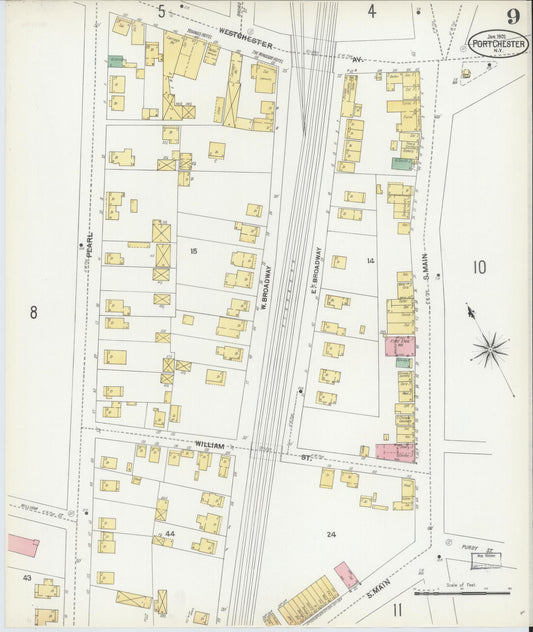 Sanborn Fire Insurance Map from Port Chester, Westchester County, New York (1902), Sheet #0009 - Historic Sanborn Fire Insurance Map Print, vintage old map wall art, antique decor, genealogy gift, New York New York map