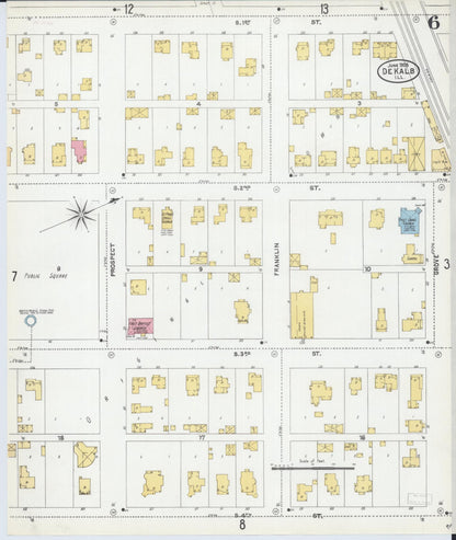 Sanborn Fire Insurance Map from De Kalb, De Kalb County, Illinois (1905), Sheet #0006 - Complete Map Set gallery image, historic Sanborn map, vintage wall art, Illinois Illinois