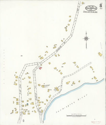 Sanborn Fire Insurance Map from Collinsville, Hartford County, Connecticut (1921), Sheet #0008 - Complete Map Set gallery image, historic Sanborn map, vintage wall art, Connecticut Connecticut