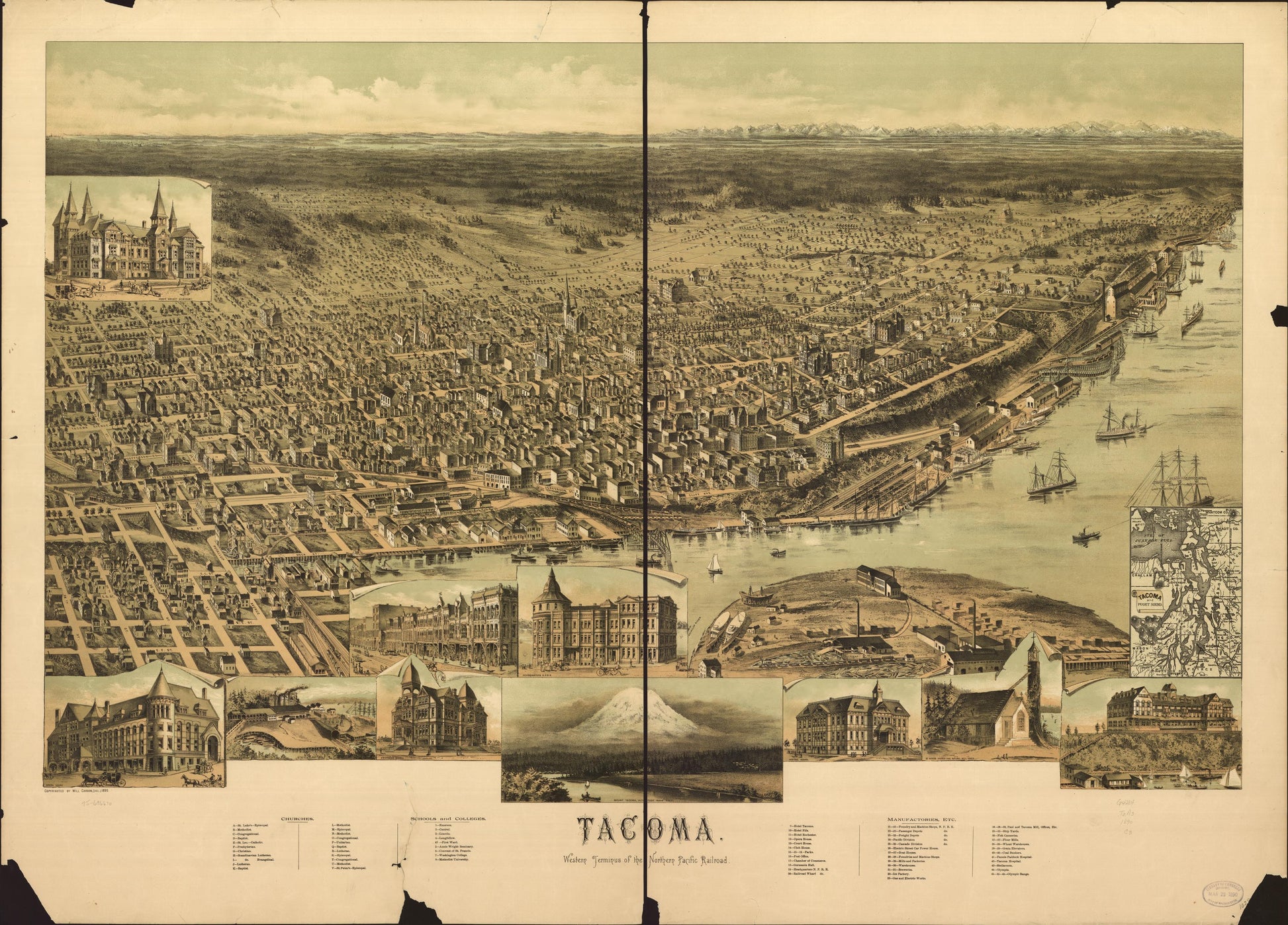 Tacoma. (1890) – Historic Bird’s-Eye View Panorama Print