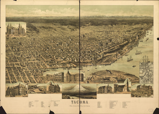 Tacoma. (1890) – Historic Bird’s-Eye View Panorama Print