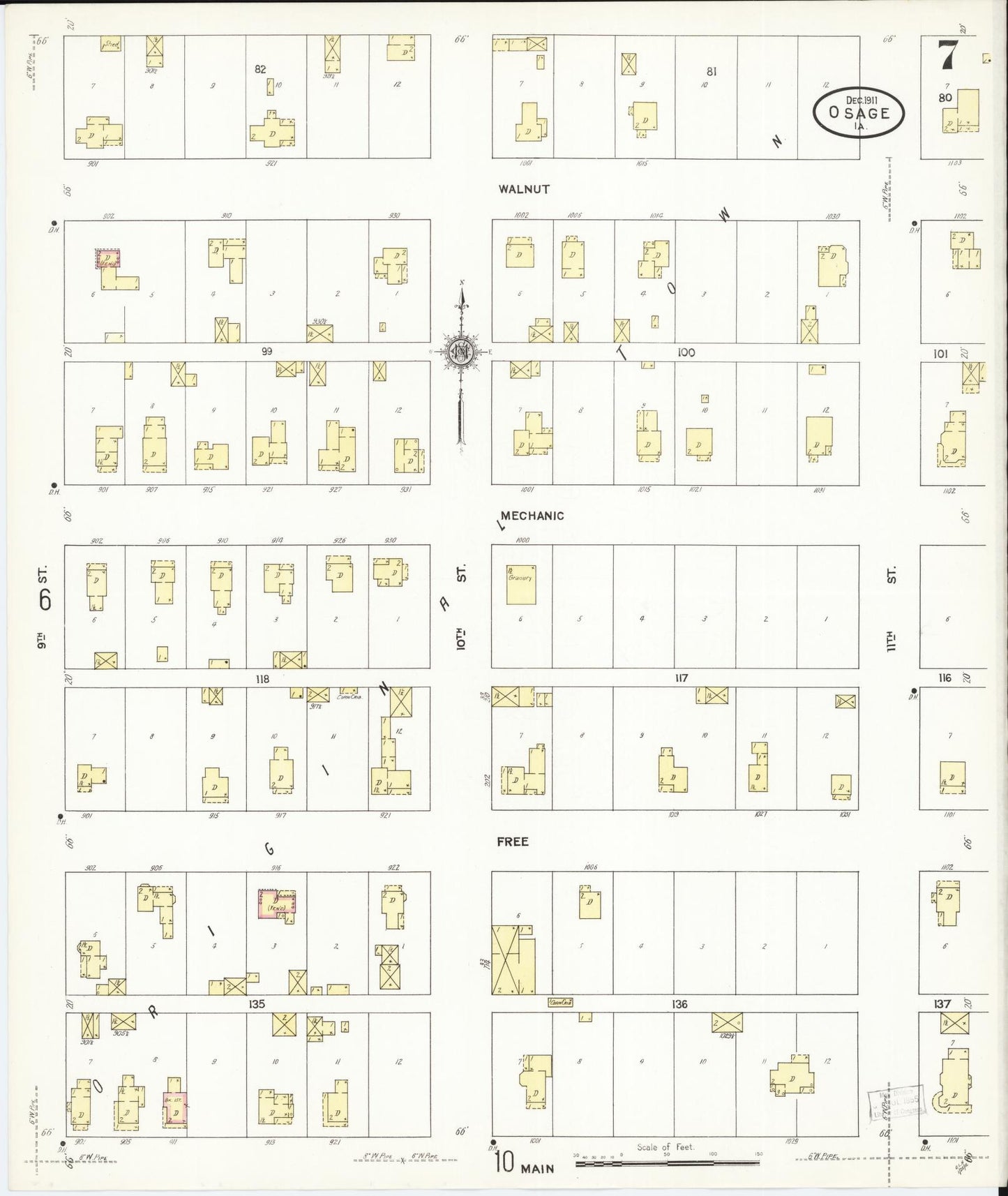 Sanborn Fire Insurance Map from Osage, Mitchell County, Iowa (1911), Sheet #0007 - Historic Sanborn Fire Insurance Map Print