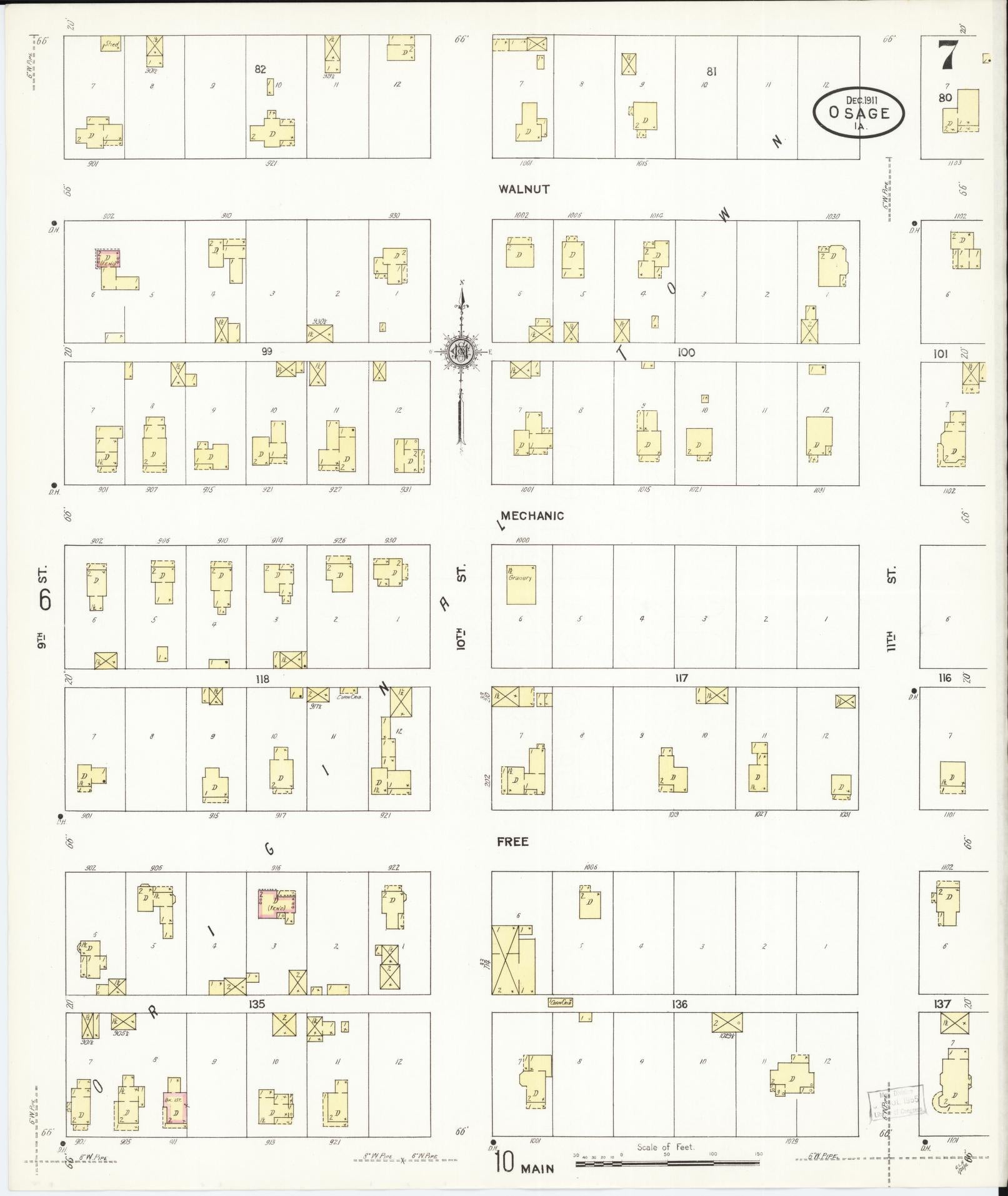 Sanborn Fire Insurance Map from Osage, Mitchell County, Iowa (1911), Sheet #0007 - Historic Sanborn Fire Insurance Map Print