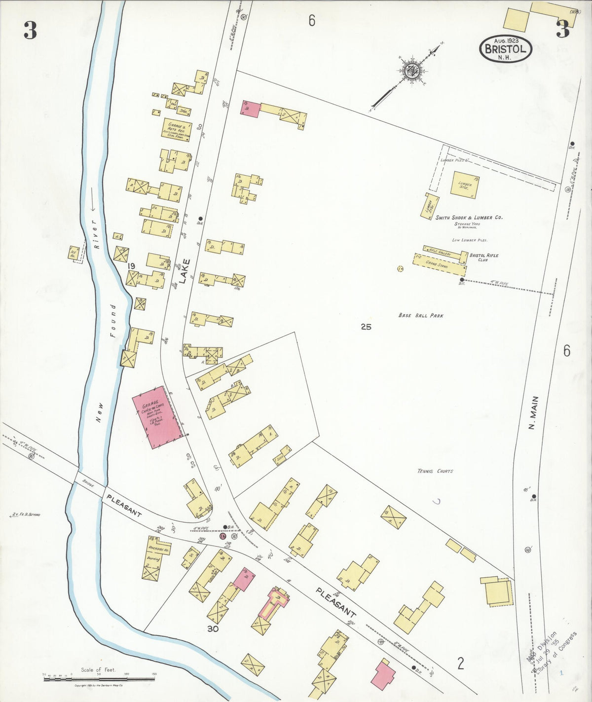 Sanborn Fire Insurance Map from Bristol, Grafton County, New Hampshire (1923), Sheet #0003 - Historic Sanborn Fire Insurance Map Print, vintage old map wall art, antique decor, genealogy gift, New Hampshire New Hampshire map