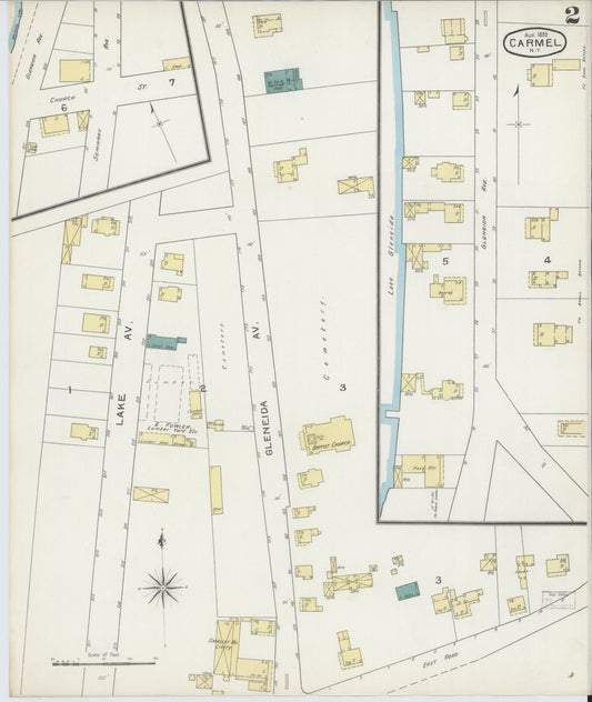Sanborn Fire Insurance Map from Carmel, Putnam County, New York (1893), Sheet #0002 - Historic Sanborn Fire Insurance Map Print, vintage old map wall art, antique decor, genealogy gift, New York New York map