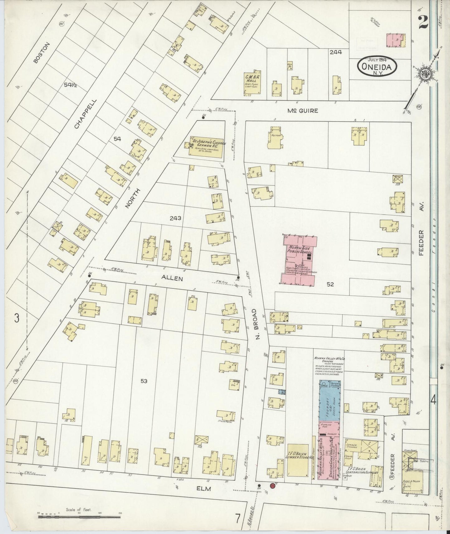 Sanborn Fire Insurance Map from Oneida, Madison County, New York (1914), Sheet #0002 - Complete Map Set gallery image, historic Sanborn map, vintage wall art, New York New York