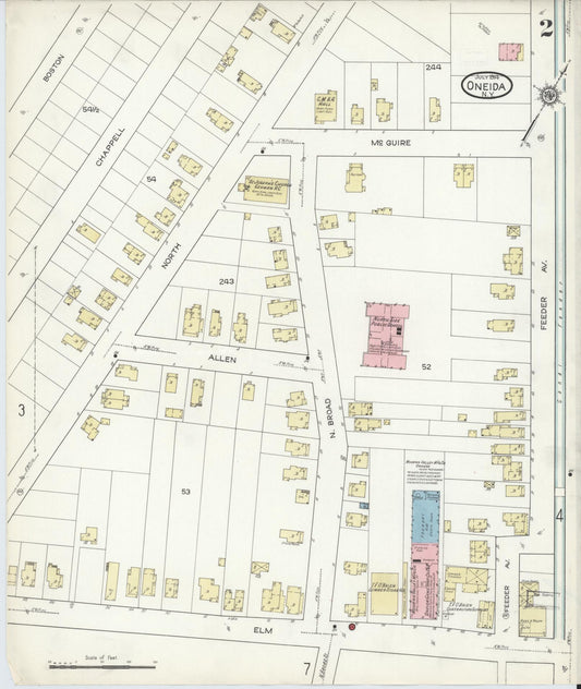 Sanborn Fire Insurance Map from Oneida, Madison County, New York (1914), Sheet #0002 - Complete Map Set gallery image, historic Sanborn map, vintage wall art, New York New York