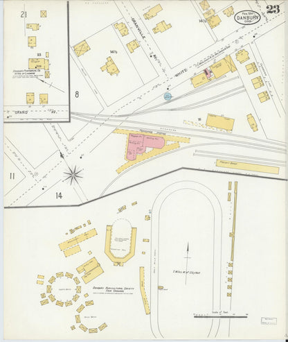 Sanborn Fire Insurance Map from Danbury, Fairfield County, Connecticut (1904), Sheet #0023 - Complete Map Set gallery image, historic Sanborn map, vintage wall art, Connecticut Connecticut