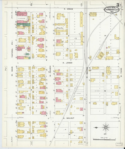 Sanborn Fire Insurance Map from Cambridge City, Wayne County, Indiana (1908), Sheet #0003 - Historic Sanborn Fire Insurance Map Print, vintage old map wall art, antique decor, genealogy gift, Indiana Indiana map