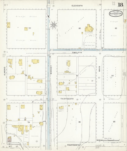 Sanborn Fire Insurance Map from Riverside, Riverside County, California (1895), Sheet #0018 - Complete Map Set gallery image, historic Sanborn map, vintage wall art, California California