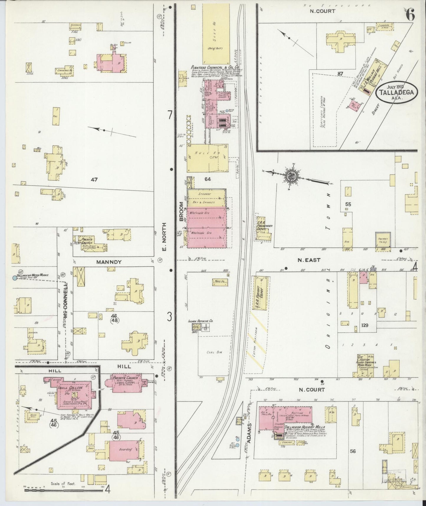Sanborn Fire Insurance Map from Talladega, Talladega County, Alabama (1910), Sheet #0006 - Complete Map Set gallery image, historic Sanborn map, vintage wall art, Alabama Alabama