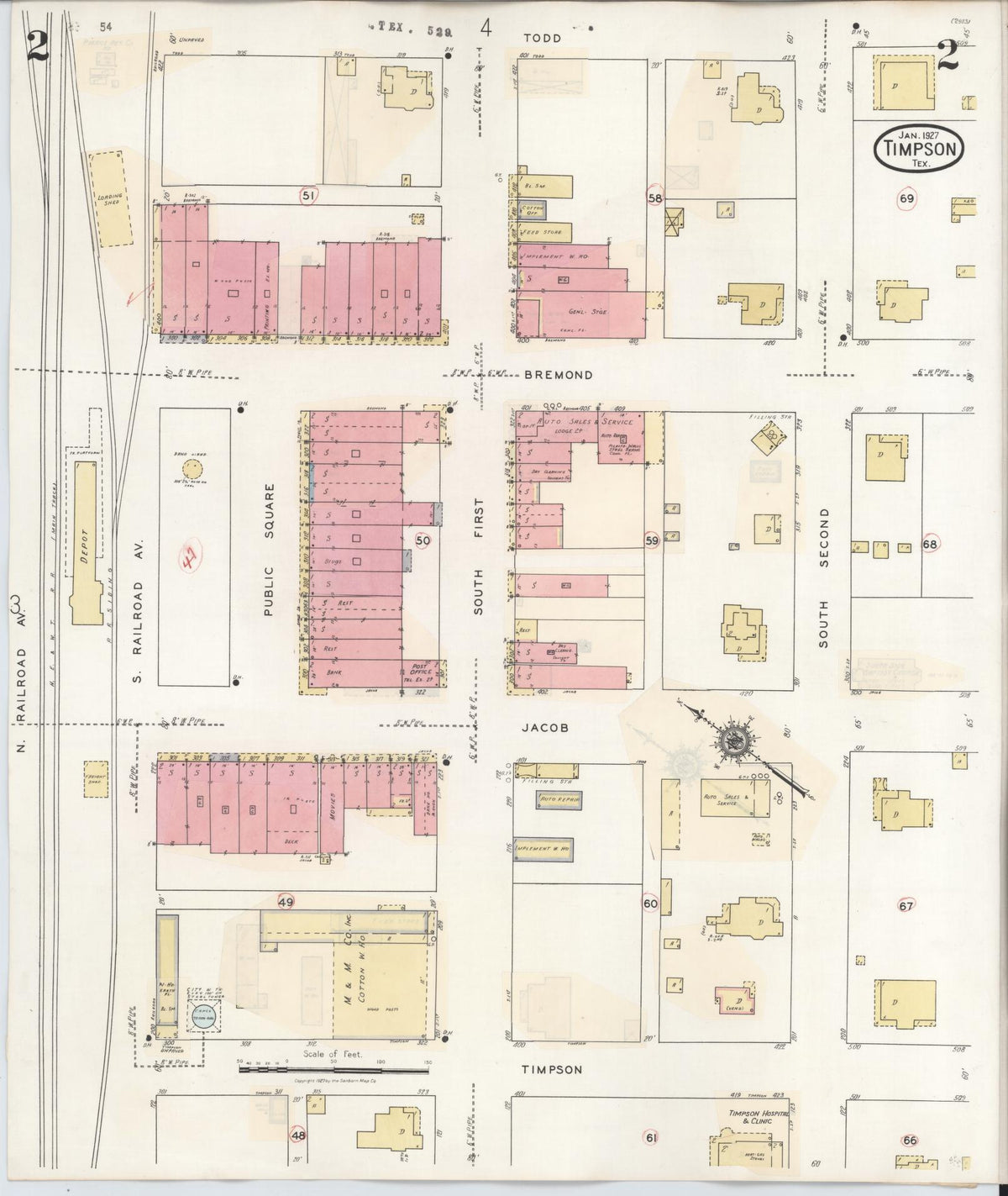 Sanborn Fire Insurance Map from Timpson, Shelby County, Texas (1941), Sheet #0002 - Complete Map Set gallery image, historic Sanborn map, vintage wall art, Texas Texas