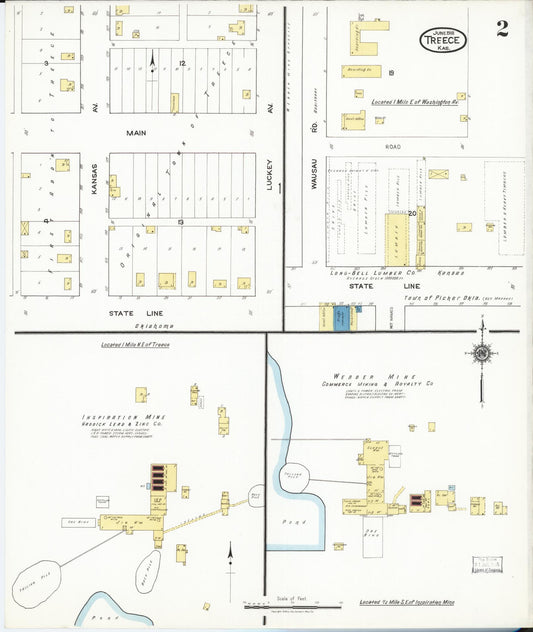 Sanborn Fire Insurance Map from Treece, Cherokee County, Kansas (1918), Sheet #0002 - Historic Sanborn Fire Insurance Map Print, vintage old map wall art, antique decor, genealogy gift, Kansas Kansas map