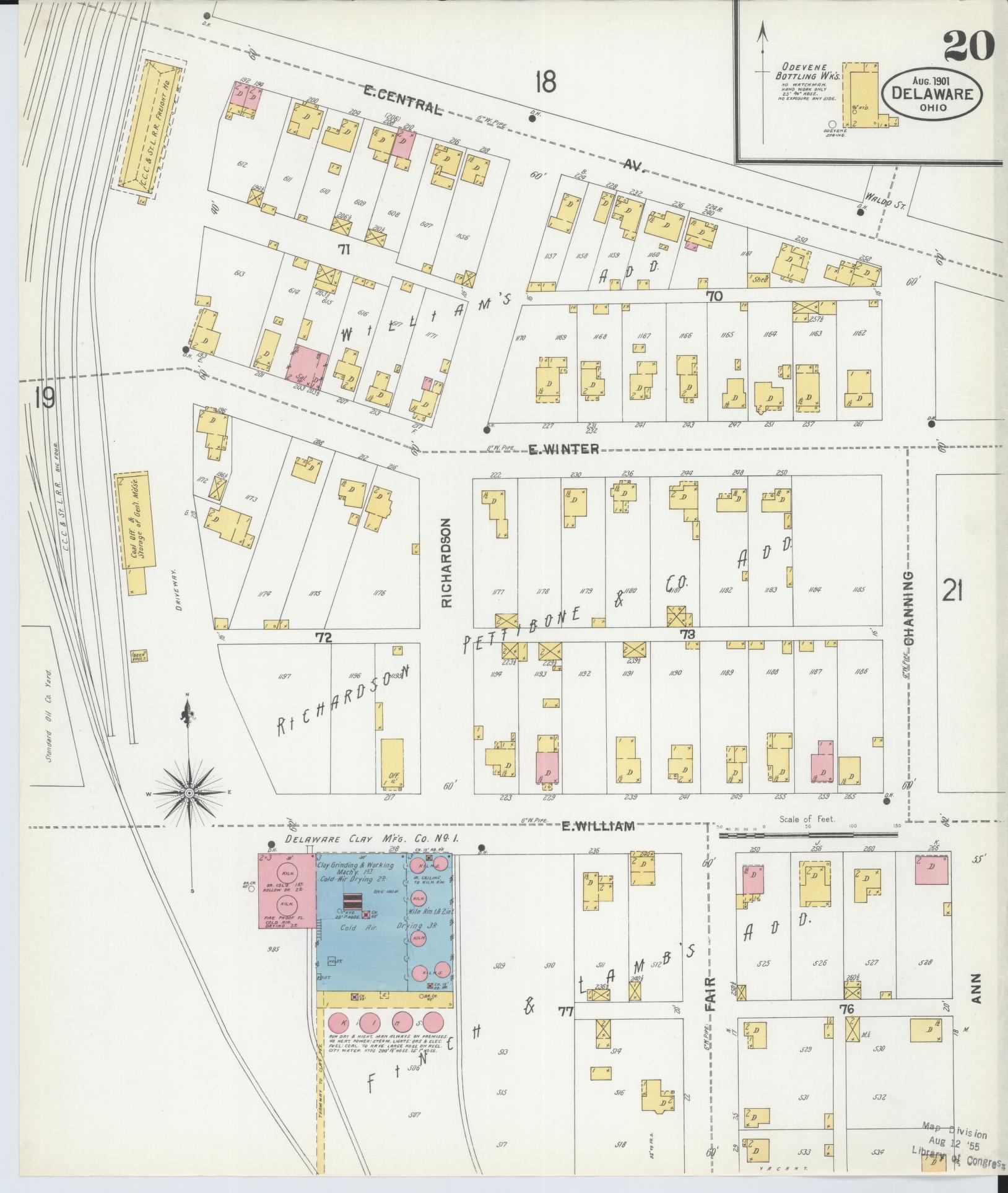 Sanborn Fire Insurance Map from Delaware, Delaware County, Ohio (1901), Sheet #0020 - Complete Map Set gallery image, historic Sanborn map, vintage wall art, Sanborn Fire Insurance Map from Delaware Delaware