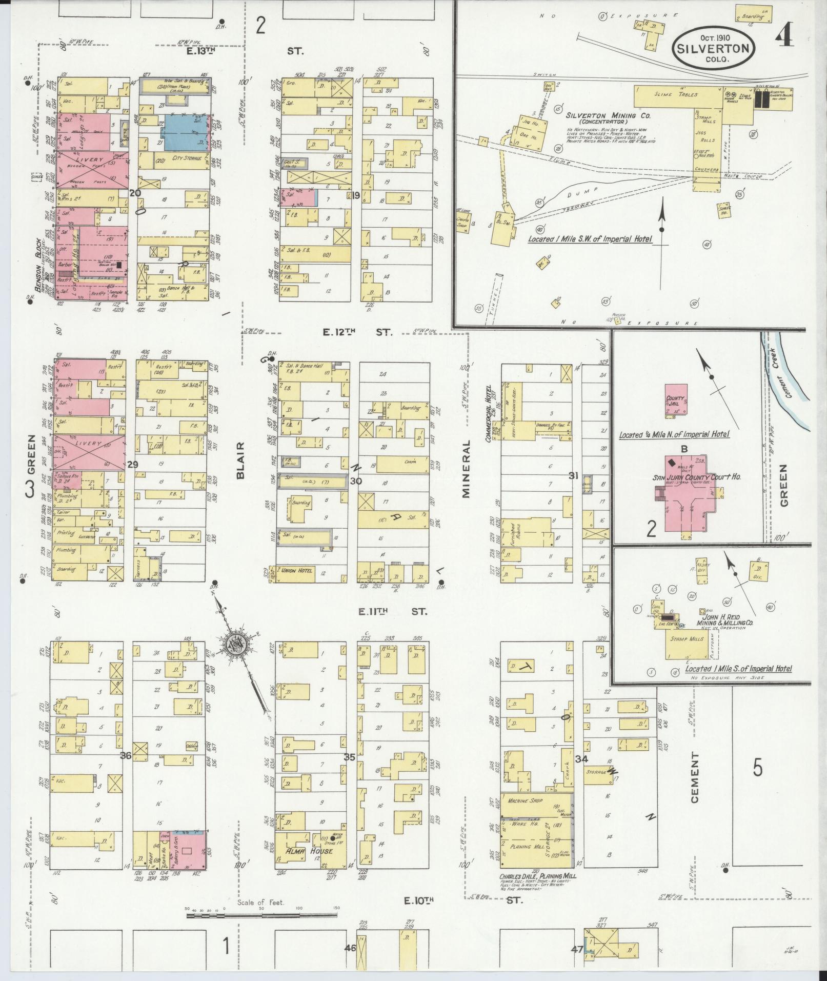 Sanborn Fire Insurance Map from Silverton, San Juan County, Colorado (1910), Sheet #0004 - Complete Map Set gallery image, historic Sanborn map, vintage wall art, Colorado Colorado