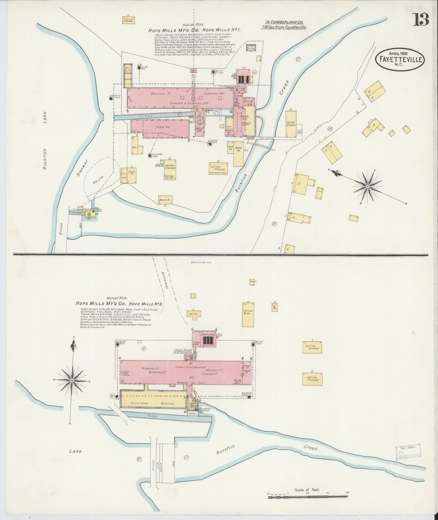 Sanborn Fire Insurance Map from Fayetteville, Cumberland County, North Carolina (1908), Sheet #0013 - Complete Map Set gallery image, historic Sanborn map, vintage wall art, North Carolina North Carolina