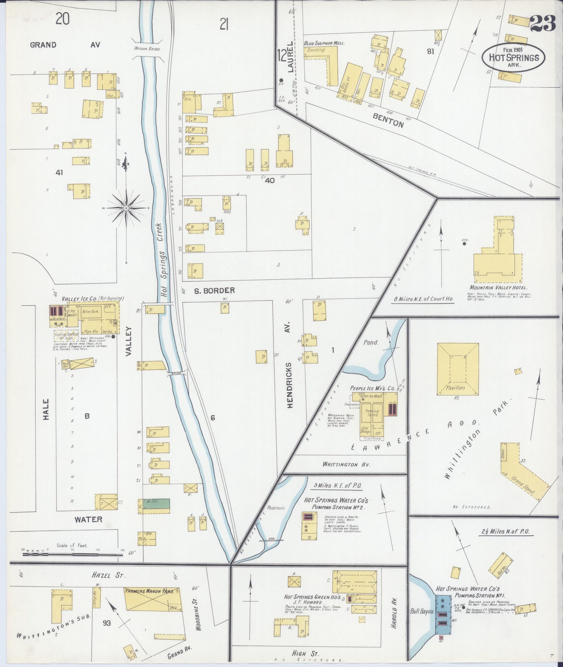 Sanborn Fire Insurance Map from Hot Springs, Garland County, Arkansas (1901), Sheet #0023 - Complete Map Set gallery image, historic Sanborn map, vintage wall art, Arkansas Arkansas