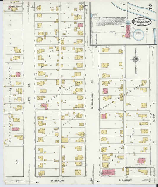 Sanborn Fire Insurance Map from Upper Sandusky, Wyandot County, Ohio (1921), Sheet #0002 - Historic Sanborn Fire Insurance Map Print, vintage old map wall art, antique decor, genealogy gift, Ohio Ohio map