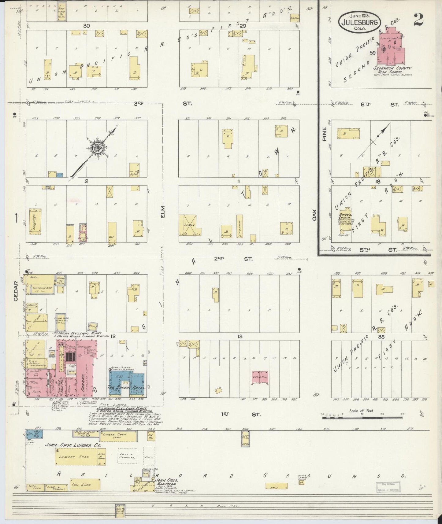 Sanborn Fire Insurance Map from Julesburg, Sedgwick County, Colorado (1913), Sheet #0002 - Complete Map Set gallery image, historic Sanborn map, vintage wall art, Colorado Colorado