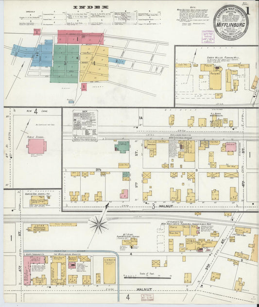 Sanborn Fire Insurance Map from Mifflinburg, Union County, Pennsylvania (1906), Sheet #0001 - Historic Sanborn Fire Insurance Map Print, vintage old map wall art, antique decor, genealogy gift, Pennsylvania Pennsylvania map