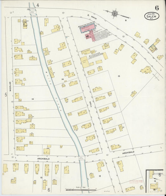 Sanborn Fire Insurance Map from Salem, Washington County, New York (1912), Sheet #0006 - Historic Sanborn Fire Insurance Map Print, vintage old map wall art, antique decor, genealogy gift, New York New York map