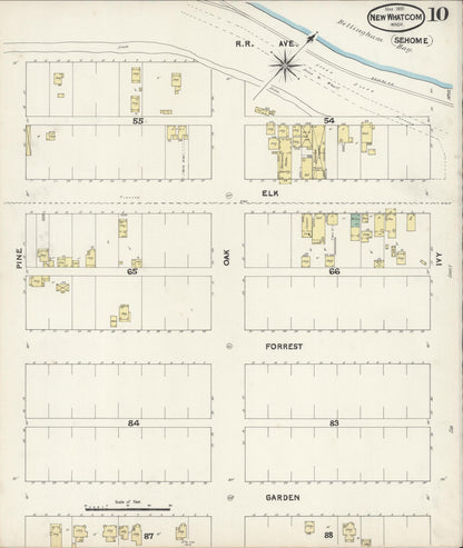Sanborn Fire Insurance Map from New Whatcom, Whatcom County, Washington (1891), Sheet #0010 - Complete Map Set gallery image, historic Sanborn map, vintage wall art, Washington Washington
