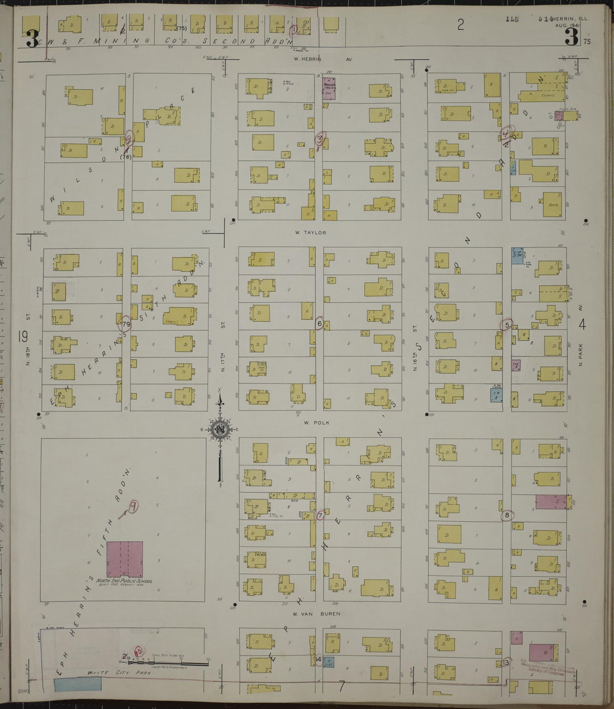 Sanborn Fire Insurance Map from Herrin, Williamson County, Illinois (1947), Sheet #0003 - Complete Map Set gallery image, historic Sanborn map, vintage wall art, Illinois Illinois