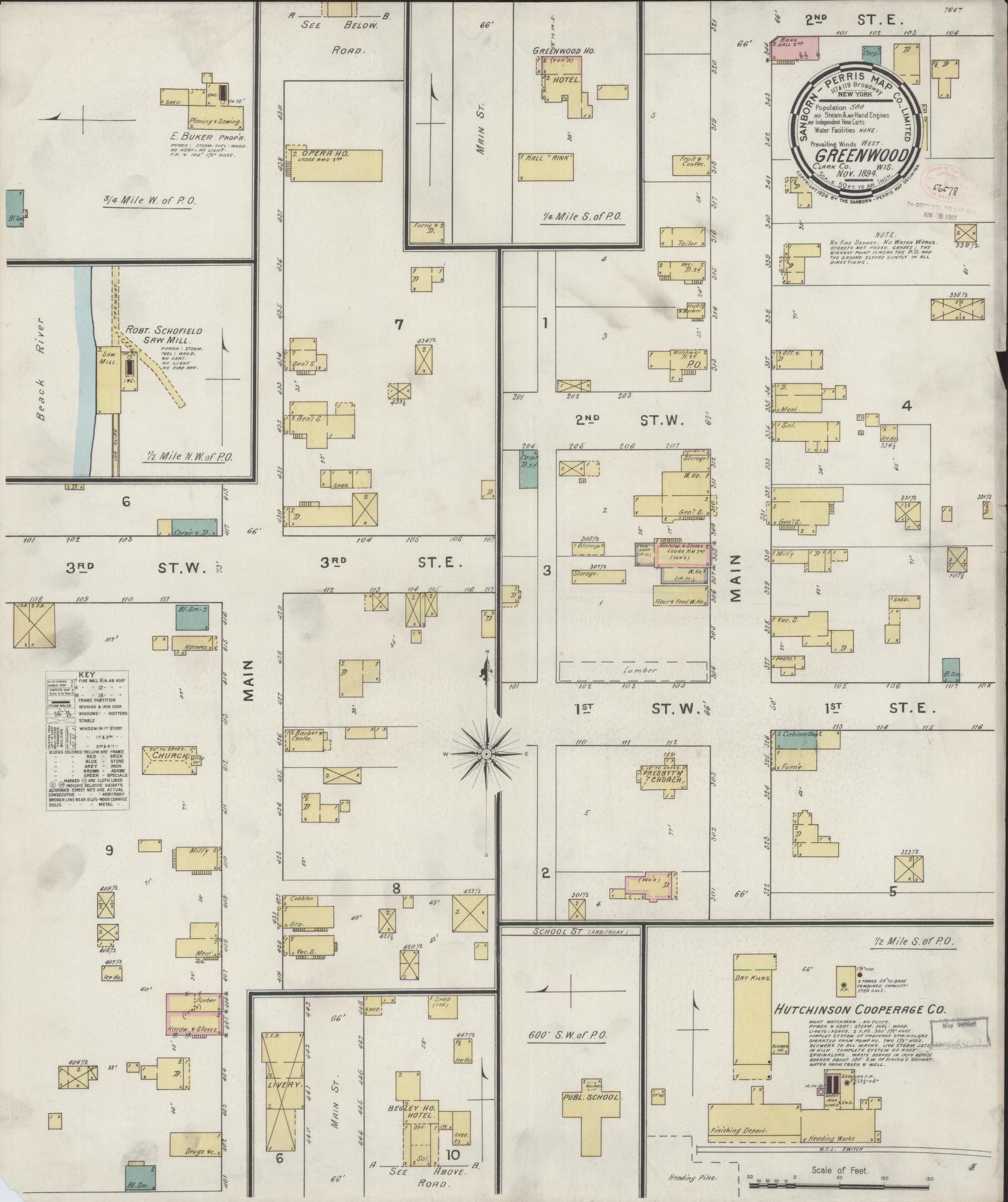 Sanborn Fire Insurance Map from Greenwood, Clark County, Wisconsin (1894), Sheet #0001 - Historic Sanborn Fire Insurance Map Print, vintage old map wall art, antique decor, genealogy gift, Wisconsin Wisconsin map