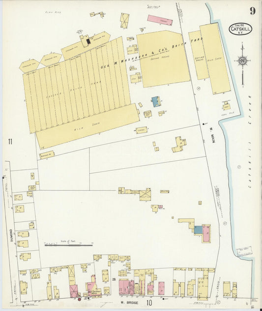 Sanborn Fire Insurance Map from Catskill, Greene County, New York (1912), Sheet #0009 - Historic Sanborn Fire Insurance Map Print, vintage old map wall art, antique decor, genealogy gift, New York New York map