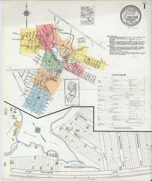 Sanborn Fire Insurance Map from Clementon, Camden County, New Jersey (1919), Sheet #0001 - Complete Map Set gallery image, historic Sanborn map, vintage wall art, New Jersey New Jersey