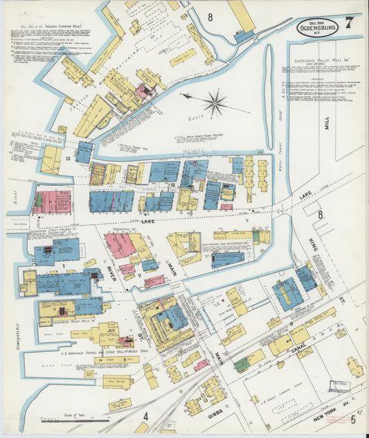 Sanborn Fire Insurance Map from Ogdensburg, St. Lawrence County, New York (1904), Sheet #0007 - Historic Sanborn Fire Insurance Map Print, vintage old map wall art, antique decor, genealogy gift, New York New York map
