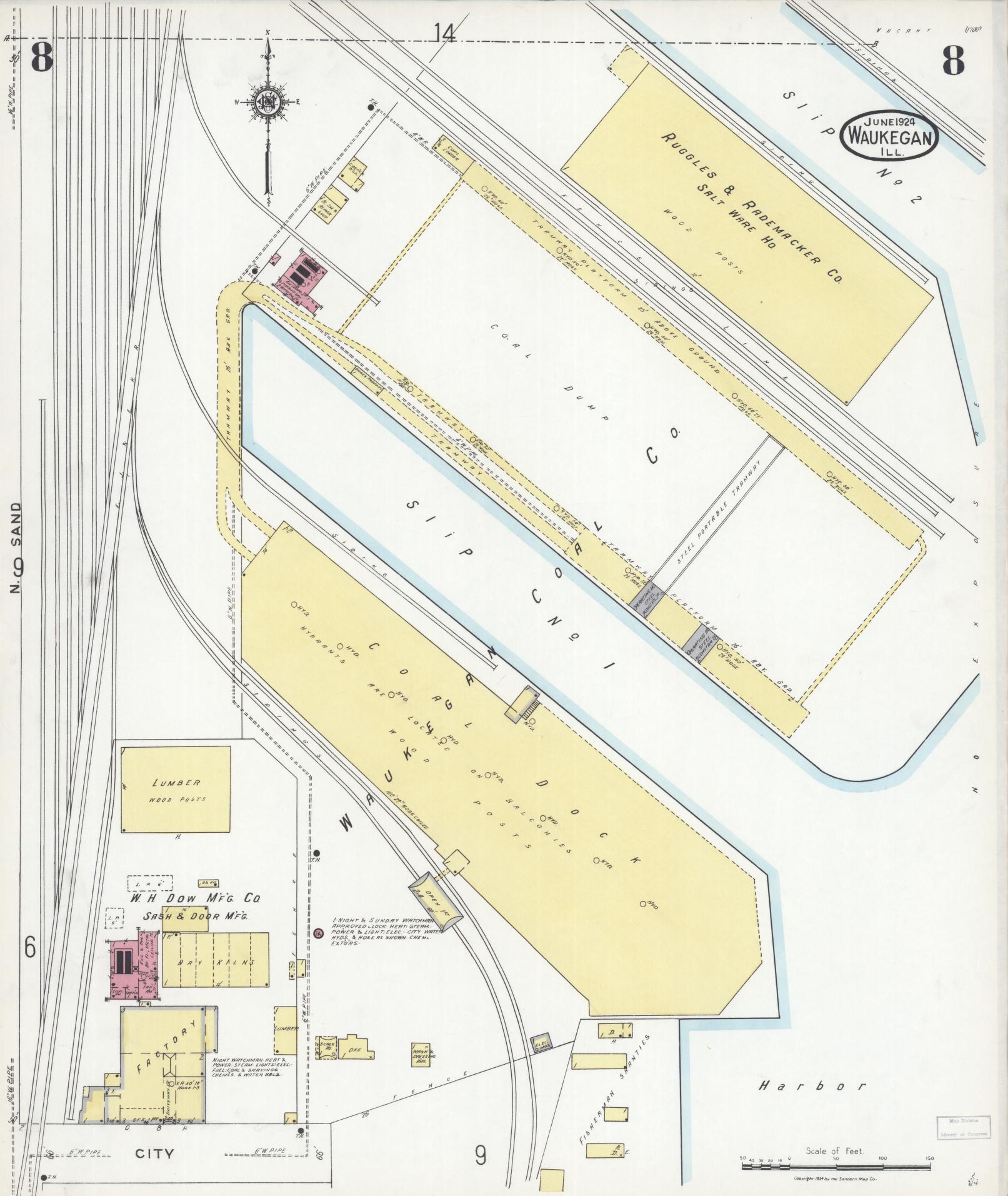 Sanborn Fire Insurance Map from Waukegan, Lake County, Illinois. (1924), Sheet 8 – Historic Sanborn Fire Insurance Map Print