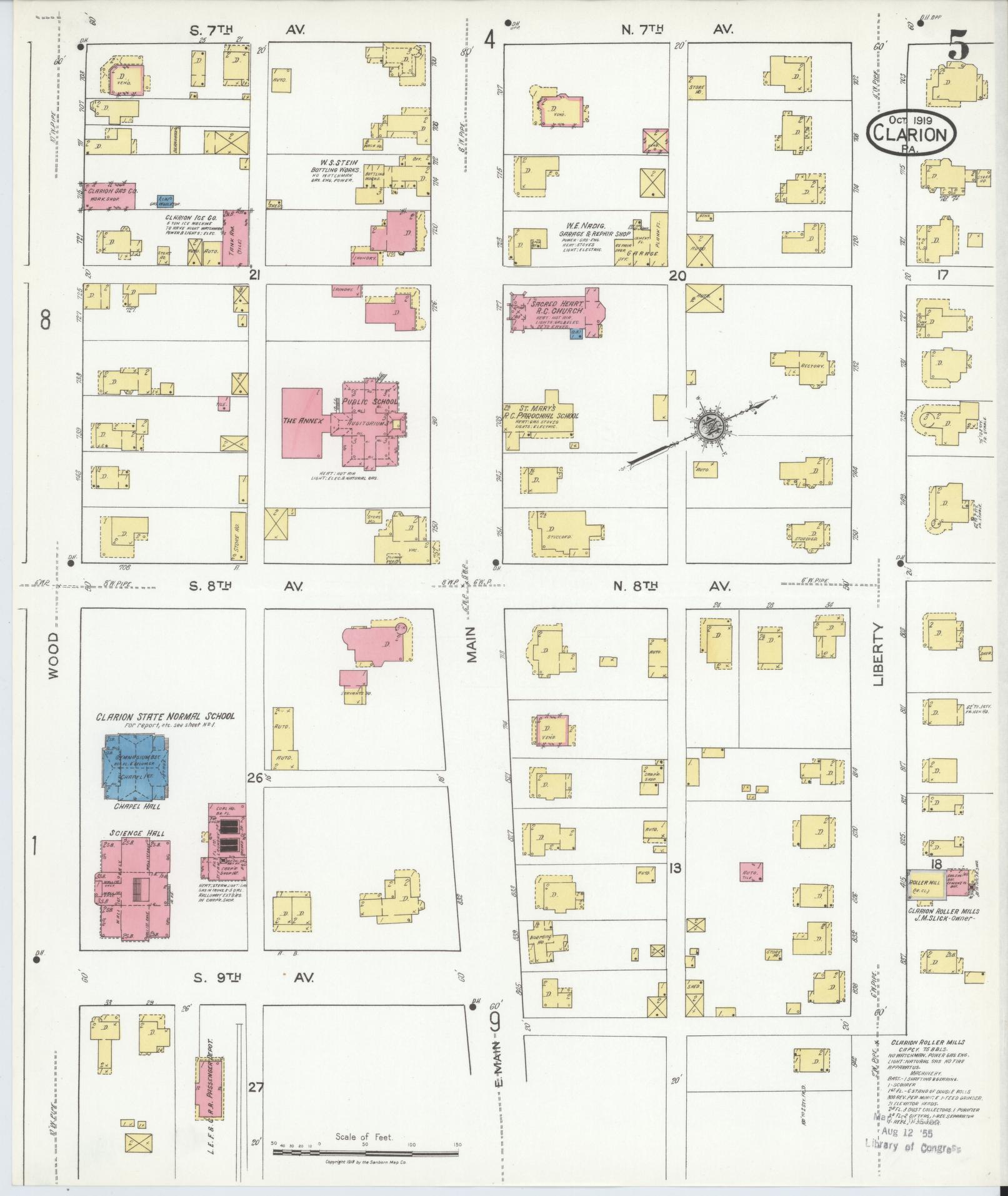 Sanborn Fire Insurance Map from Clarion, Clarion County, Pennsylvania (1919), Sheet #0005 - Historic Sanborn Fire Insurance Map Print, vintage old map wall art, antique decor, genealogy gift, Pennsylvania Pennsylvania map