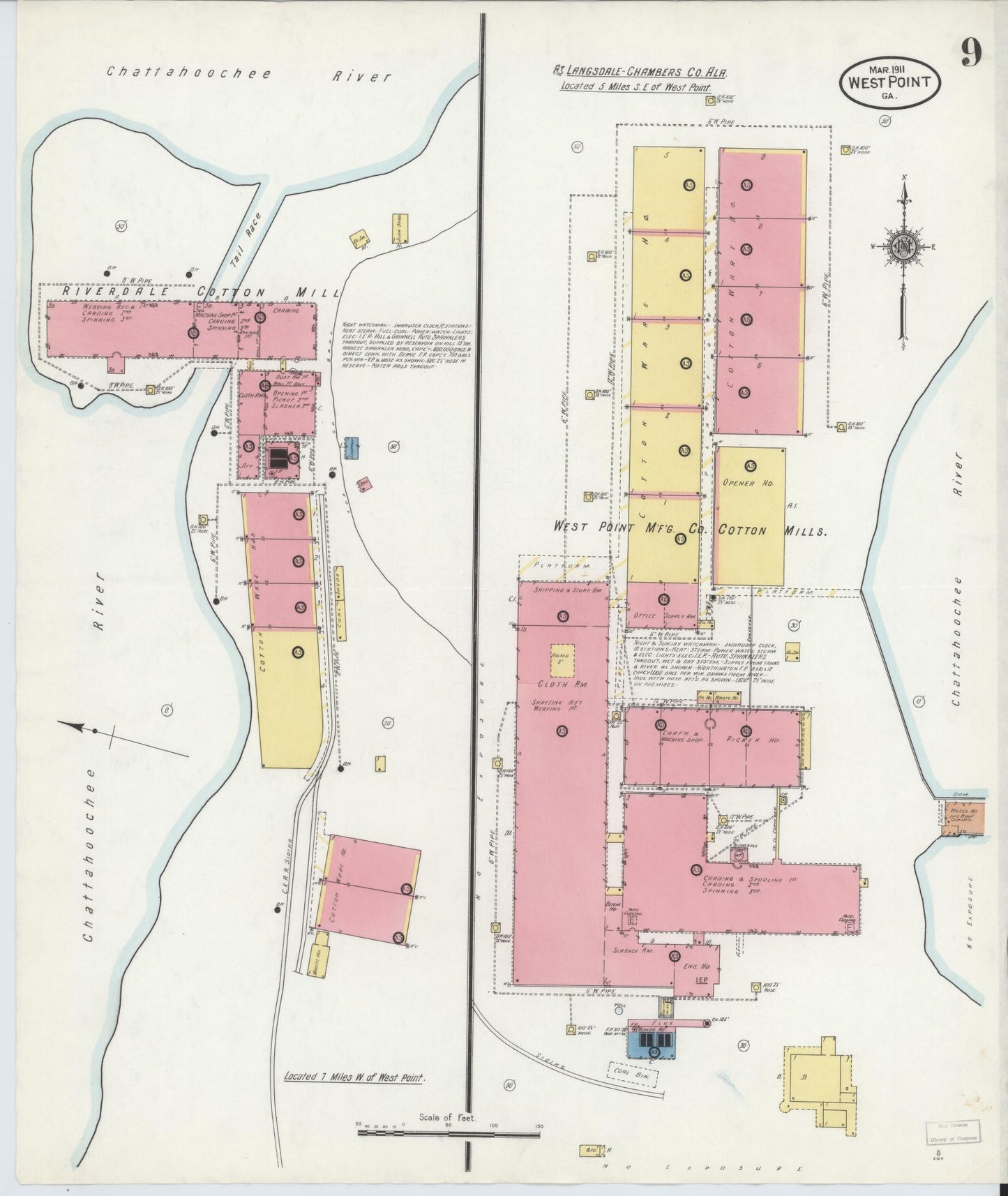 Sanborn Fire Insurance Map from West Point, Troup County, Georgia (1911), Sheet #0009 - Historic Sanborn Fire Insurance Map Print, vintage old map wall art, antique decor, genealogy gift, Georgia Georgia map