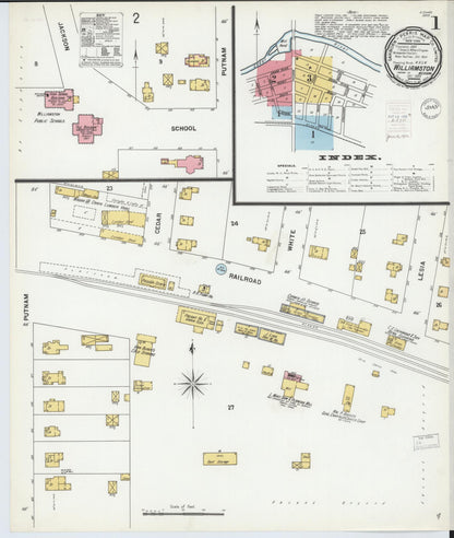 Sanborn Fire Insurance Map from Williamston, Ingham County, Michigan (1899), Sheet #0001 - Historic Sanborn Fire Insurance Map Print, vintage old map wall art, antique decor, genealogy gift, Michigan Michigan map