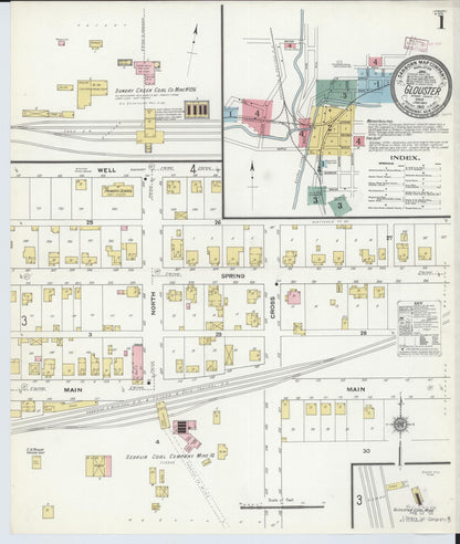 Sanborn Fire Insurance Map from Glouster, Athens County, Ohio (1910), Sheet #0001 - Historic Sanborn Fire Insurance Map Print, vintage old map wall art, antique decor, genealogy gift, Ohio Ohio map