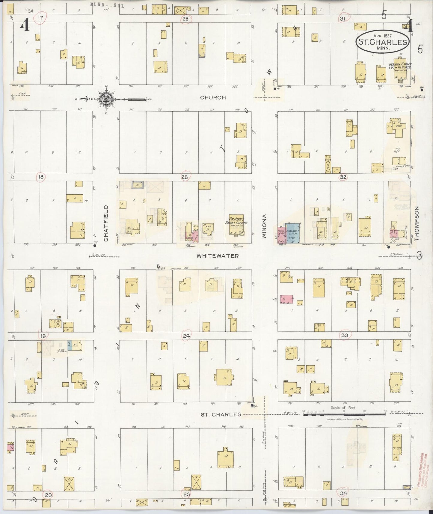 Sanborn Fire Insurance Map from Saint Charles, Winona County, Minnesota (1940), Sheet #0004 - Complete Map Set gallery image, historic Sanborn map, vintage wall art, Minnesota Minnesota