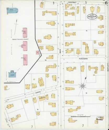 Sanborn Fire Insurance Map from Andover, Essex County, Massachusetts (1901), Sheet #0006 - Historic Sanborn Fire Insurance Map Print, vintage old map wall art, antique decor, genealogy gift, Massachusetts Massachusetts map