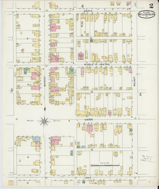 Sanborn Fire Insurance Map from Millersburg, Dauphin County, Pennsylvania (1896), Sheet #0002 - Historic Sanborn Fire Insurance Map Print, vintage old map wall art, antique decor, genealogy gift, Pennsylvania Pennsylvania map