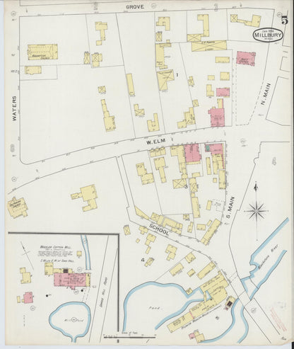 Sanborn Fire Insurance Map from Millbury, Worcester County, Massachusetts (1894), Sheet #0005 - Complete Map Set gallery image, historic Sanborn map, vintage wall art, Massachusetts Massachusetts